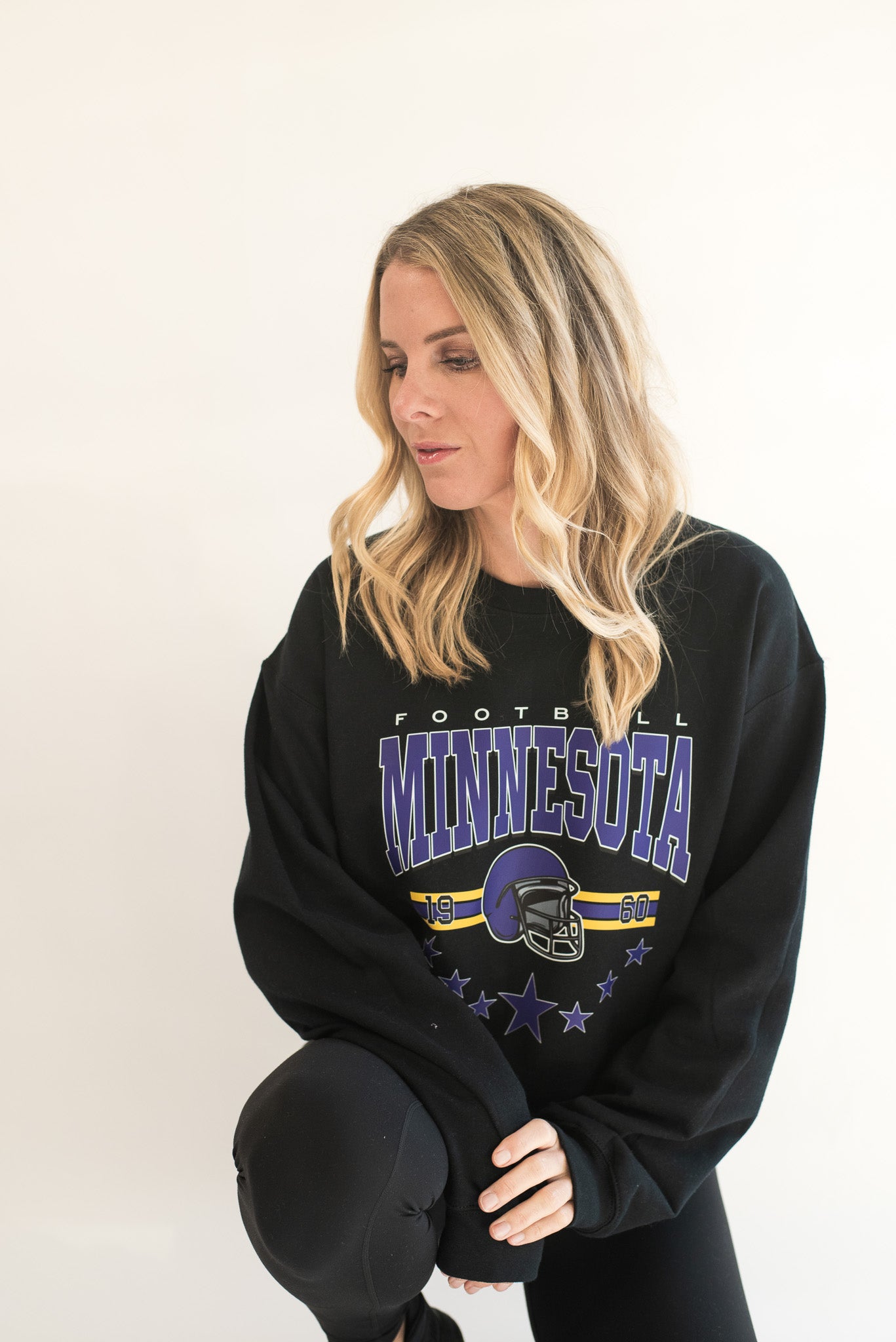 Vintage Minnesota Vikings Crewneck Sweatshirt Black Lulie