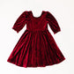 Pippa Dress in Crushed Cranberry Velvet