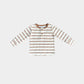 Long Sleeve Henley Shirt- Toffee Stripe