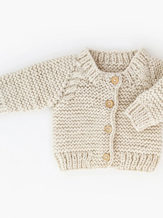 Natural Garter Stitch Cardigan Sweater