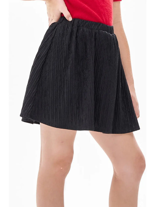 Glitter Jacquard Crinkled Skirt with Inner Shorts