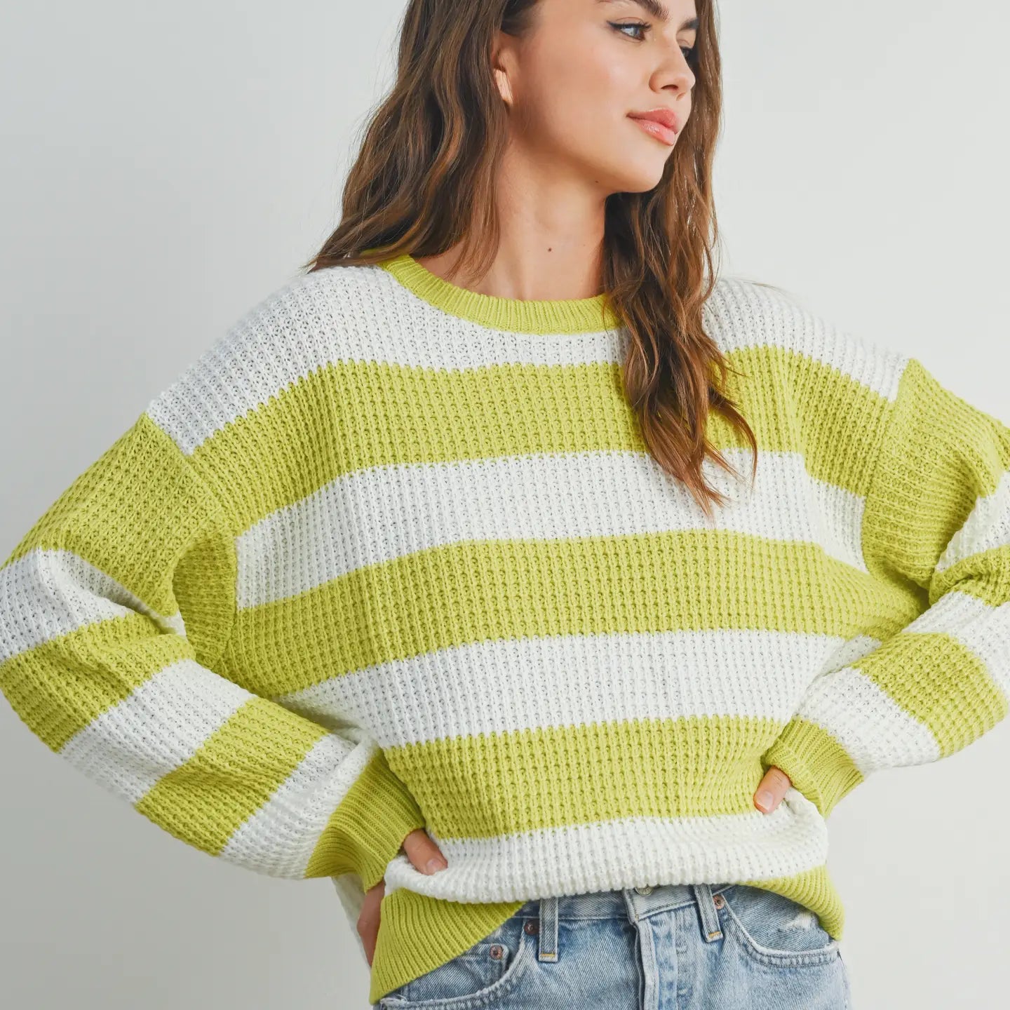 Striped Round Neck Long Sleeve Sweater