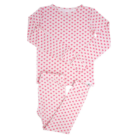 Bamboo Two Piece Pajama | Pink Hearts