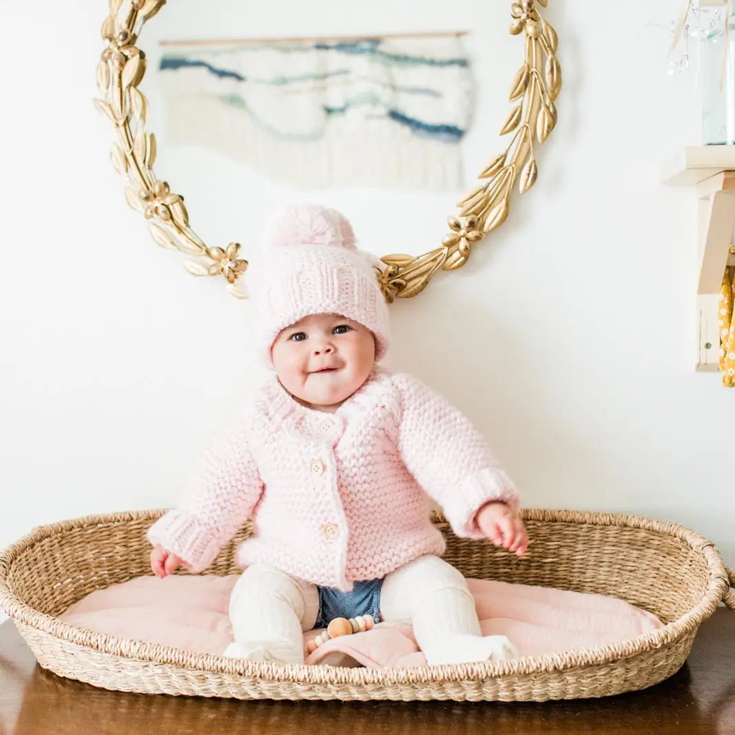 Blush Pink Garter Stitch Cardigan