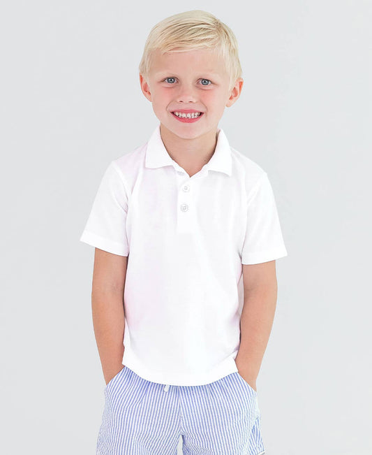 Boys White Pique Short Sleeve Polo Shirt