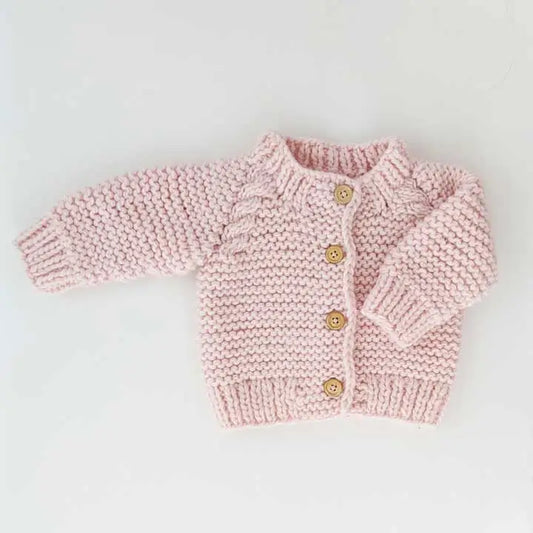 Blush Pink Garter Stitch Cardigan