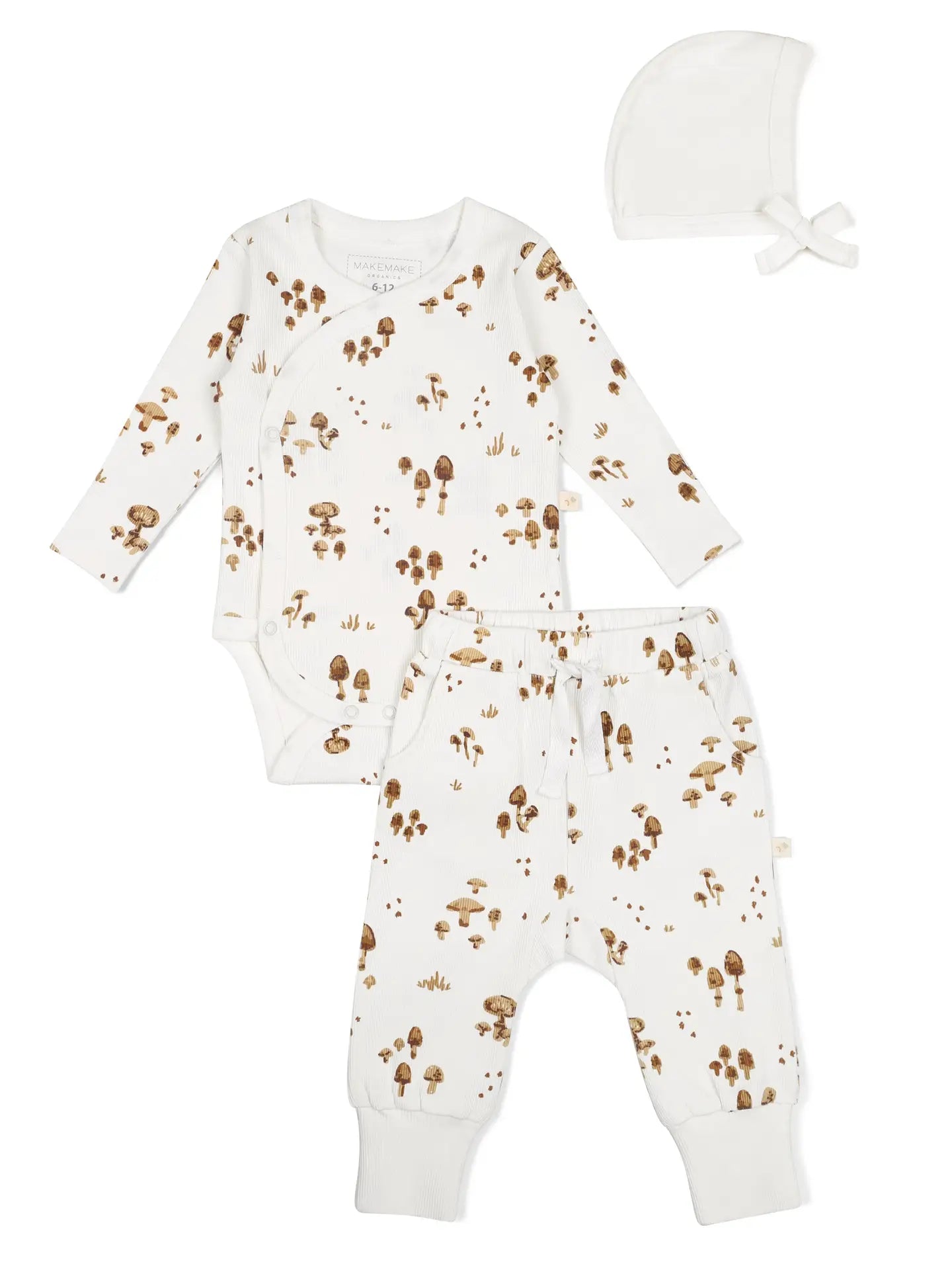 Organic Kimono Onesie & Pants Set - Fungi