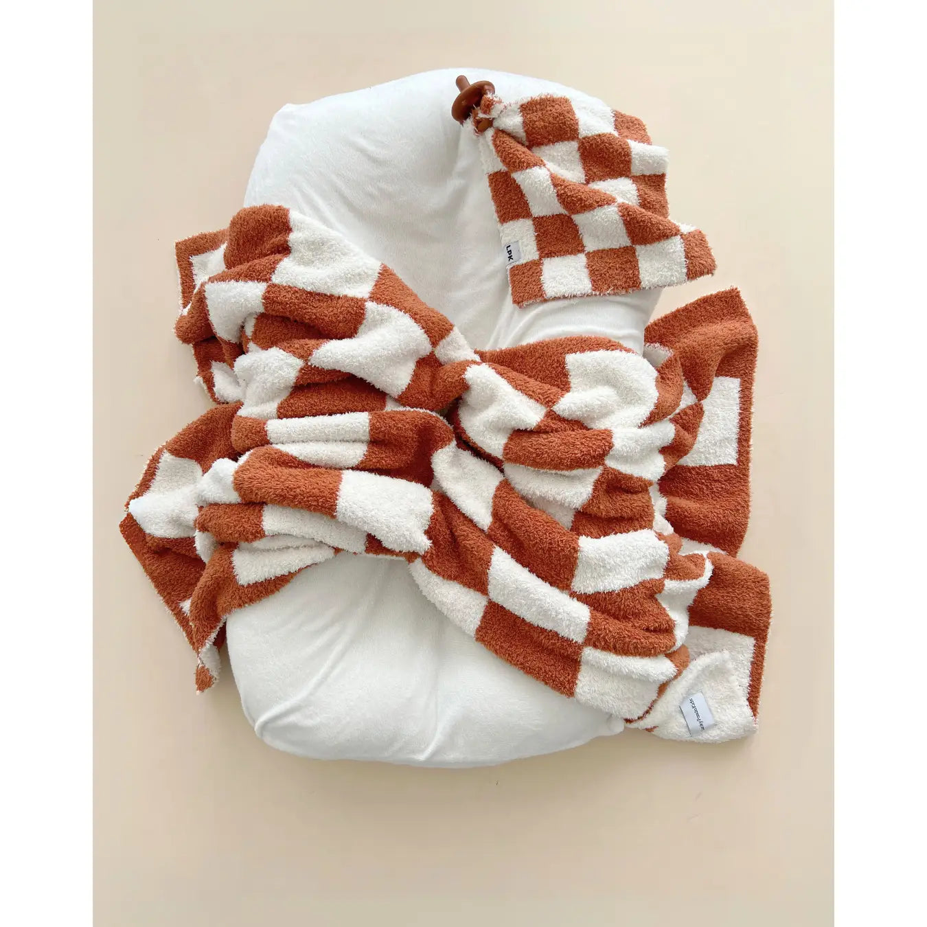 Checkered Plush Blanket | Rust