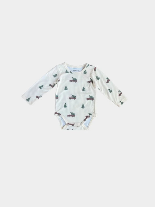 Long Sleeve Bodysuit- Christmas Truck