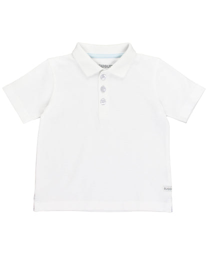 Boys White Pique Short Sleeve Polo Shirt