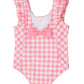 Girls Bubblegum Gingham Waterfall One Piece