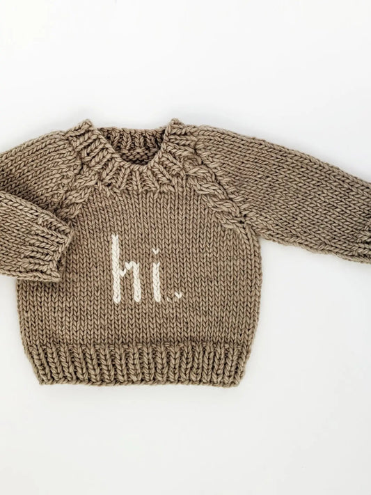 Hi. Crew Neck Sweater- Pebble