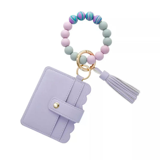 Lavender Wallet Wristlet Silicone Bead Tassel Keychains