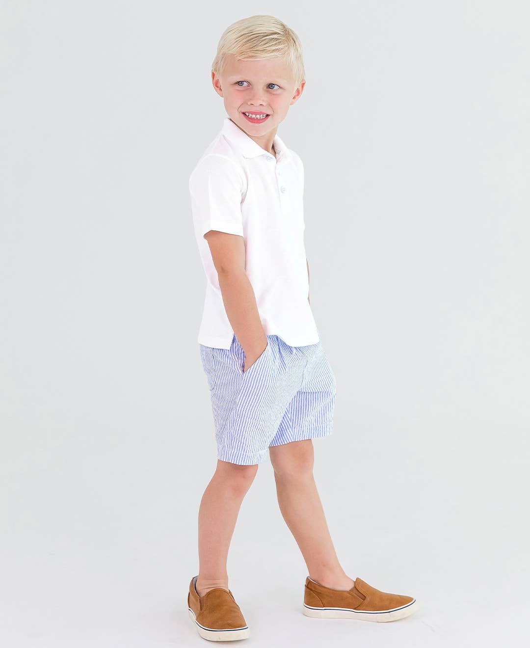 Boys White Pique Short Sleeve Polo Shirt