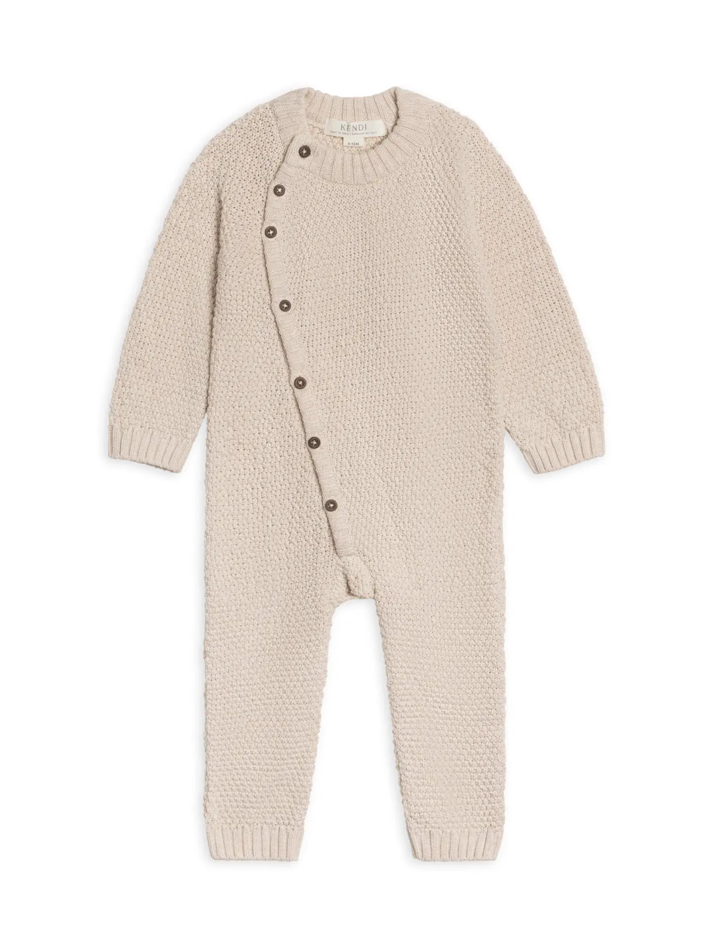 Casey Seed Stitch Sweater Knit Kimono Romper - Heather Oat