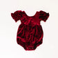 Quinn Romper in Crushed Cranberry Velvet