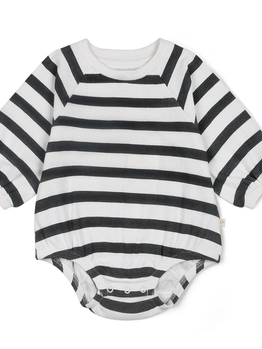 Organic Bubble Romper - Slate Stripes