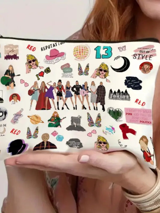 Taylor Swift Graphic Print Linen Cosmetic Bag- Eras Tour