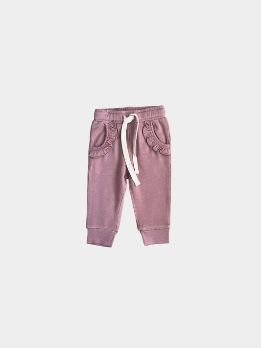 Ruffle Joggers- Burlwood