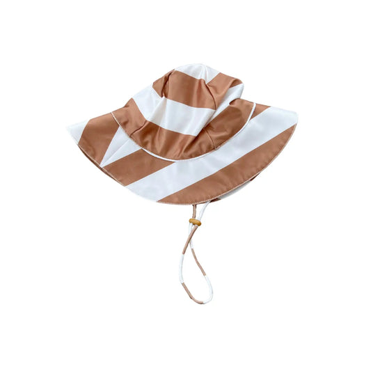 Baby Sun Hat- Stripe in Toffee