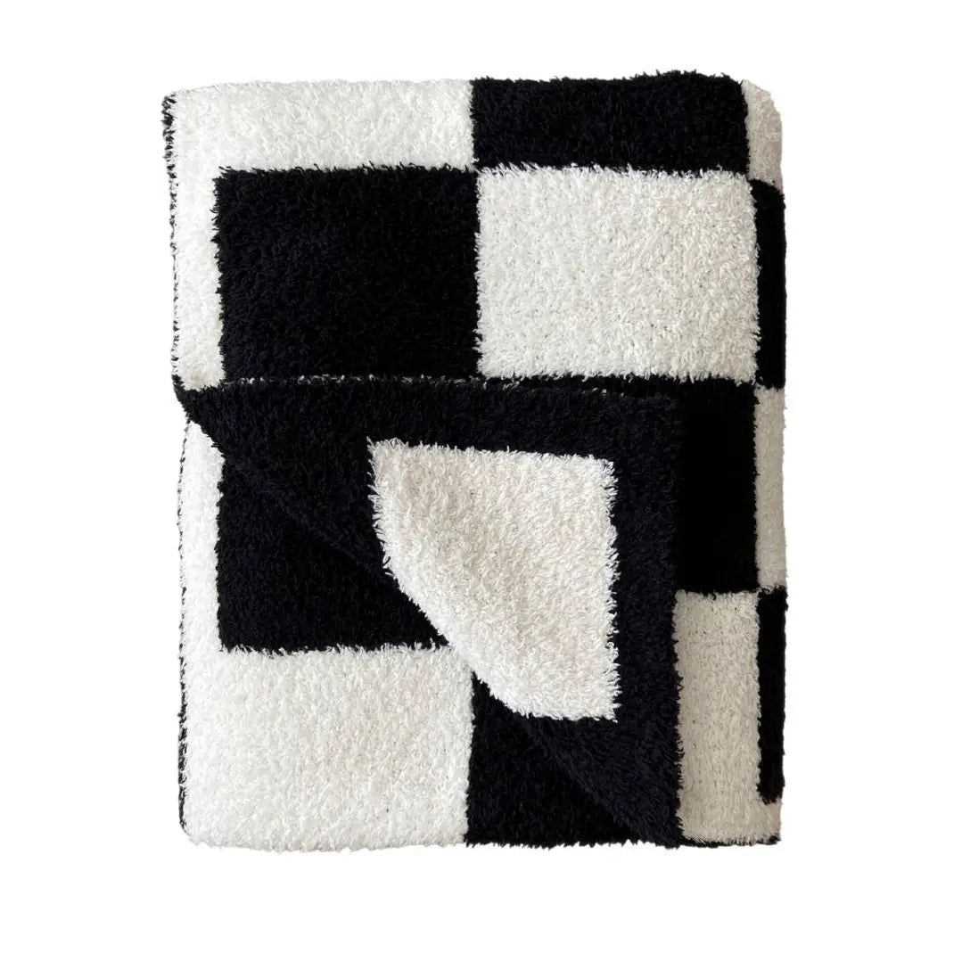 Checkered Plush Blanket | Black