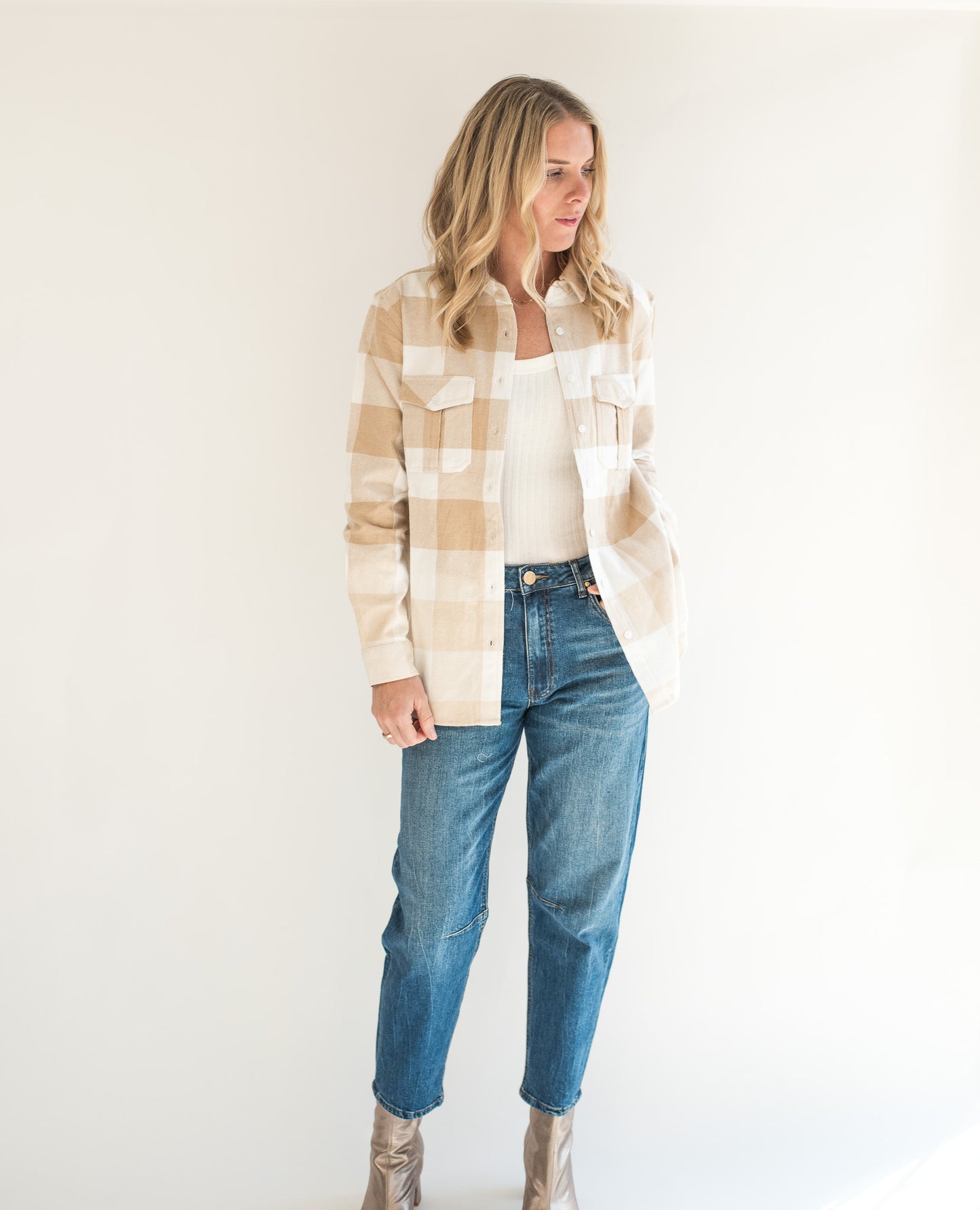 Tan & Ivory Plaid Flannel