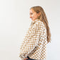 Checker Teddy Fall Jacket- Taupe