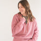 Tara Pointelle Half-Zip Knit- Foxglove