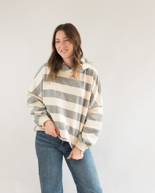 Striped Fleece Sweatshirt Hoodie