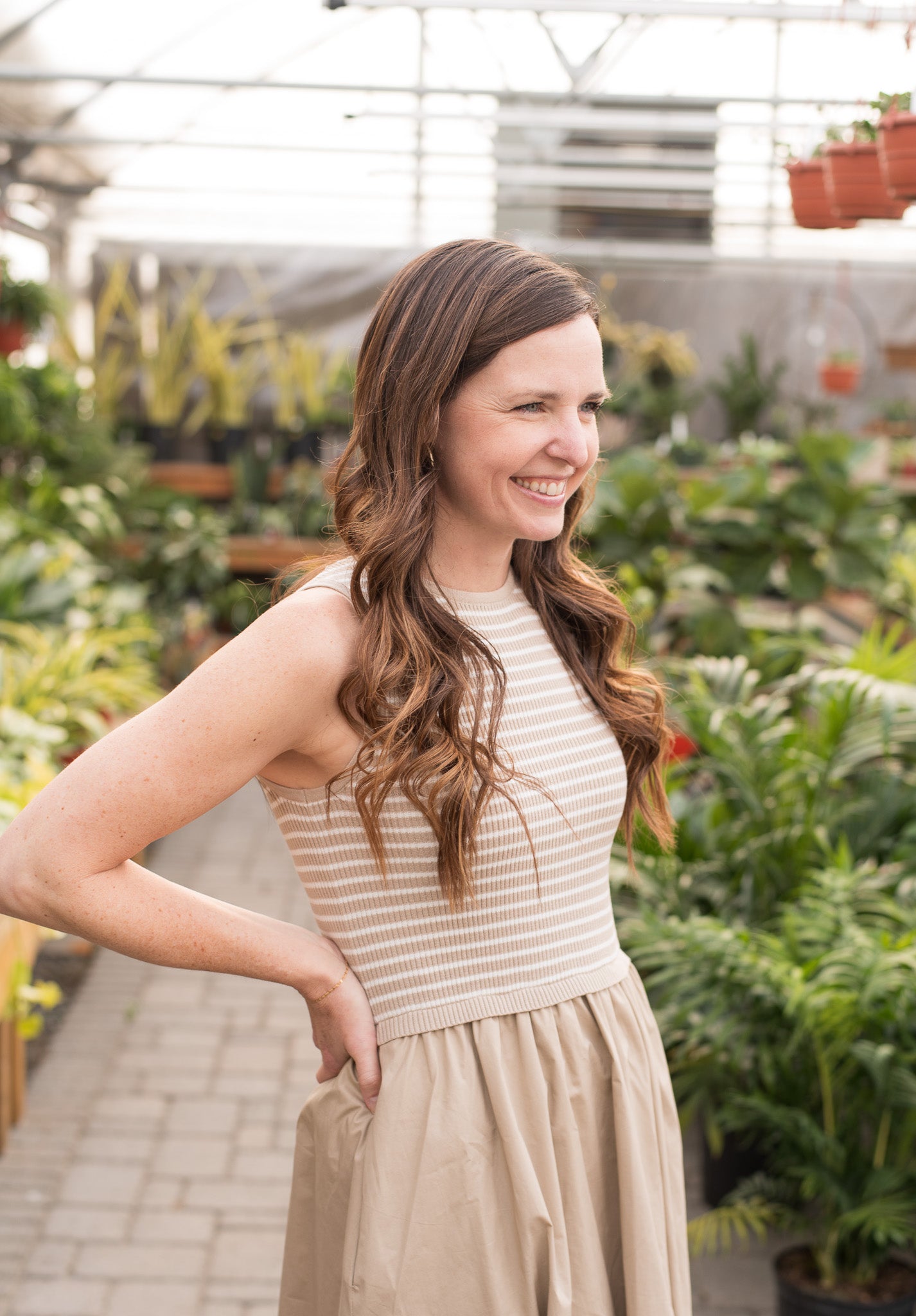 Striped Sleeveless Maxi Dress with Pockets