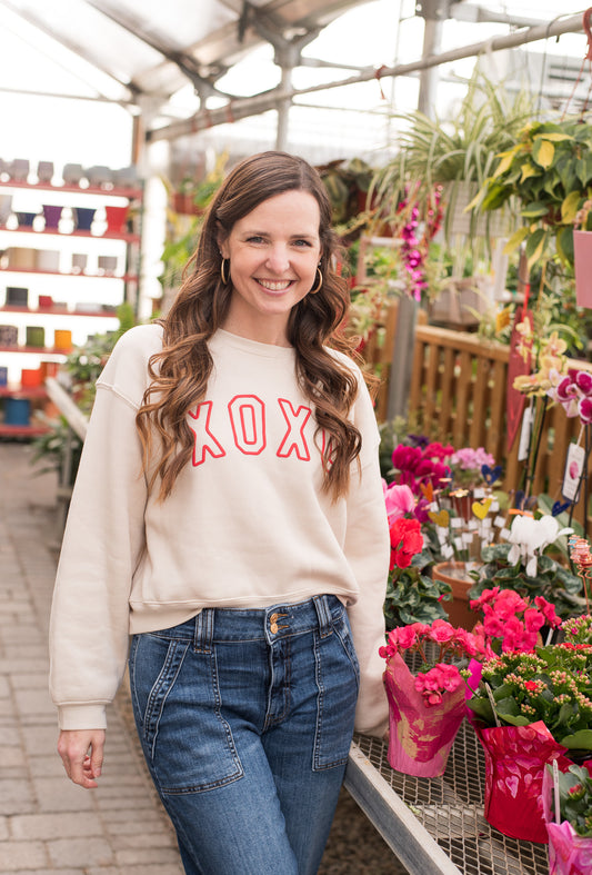 Xoxo Puff Print Mid Graphic Sweatshirt