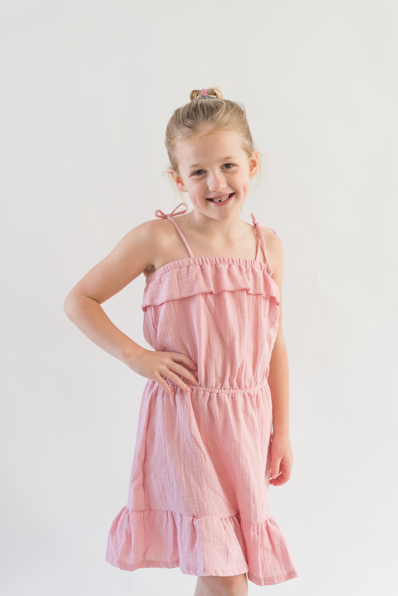 Tiered Gauze Dress- Blush