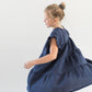 Ruffle Sleeves Tiered Gauze Dress- Navy