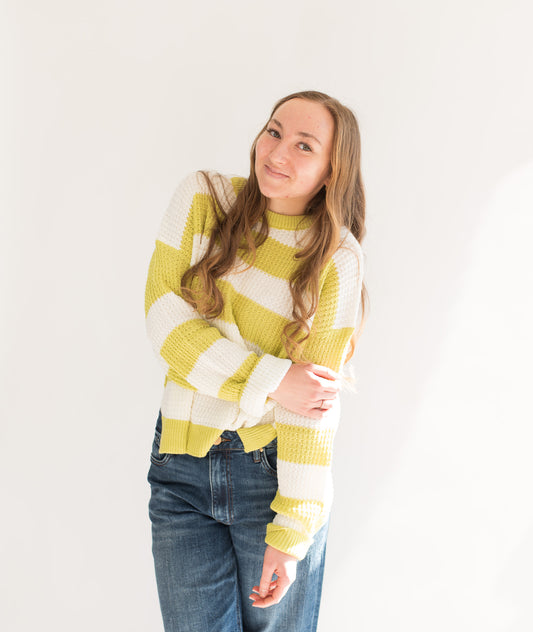 Striped Round Neck Long Sleeve Sweater