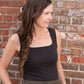 Sarah Square Neck Tank- Washed Black