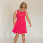 Cutout Back Sleeveless Fit and Flare Dress- Hot Pink