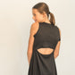 Cutout Back Sleeveless Fit and Flare Dress- Black