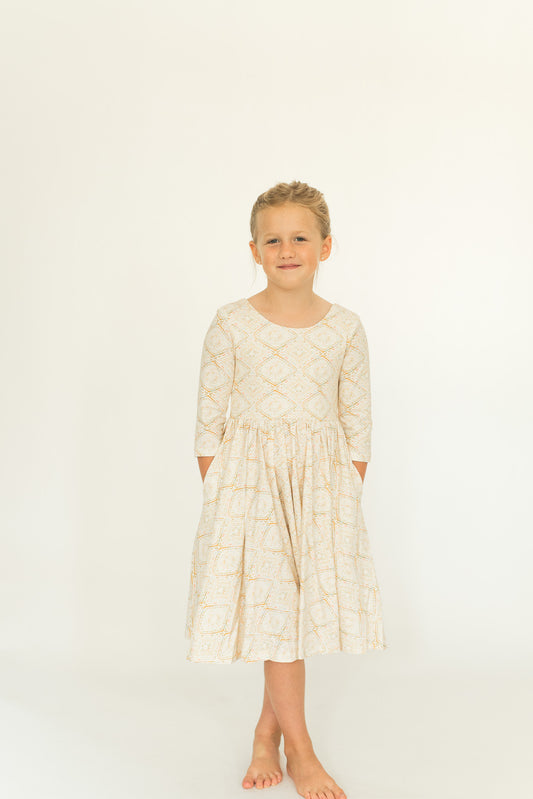 Emile Twirl Dress in Muted Geo