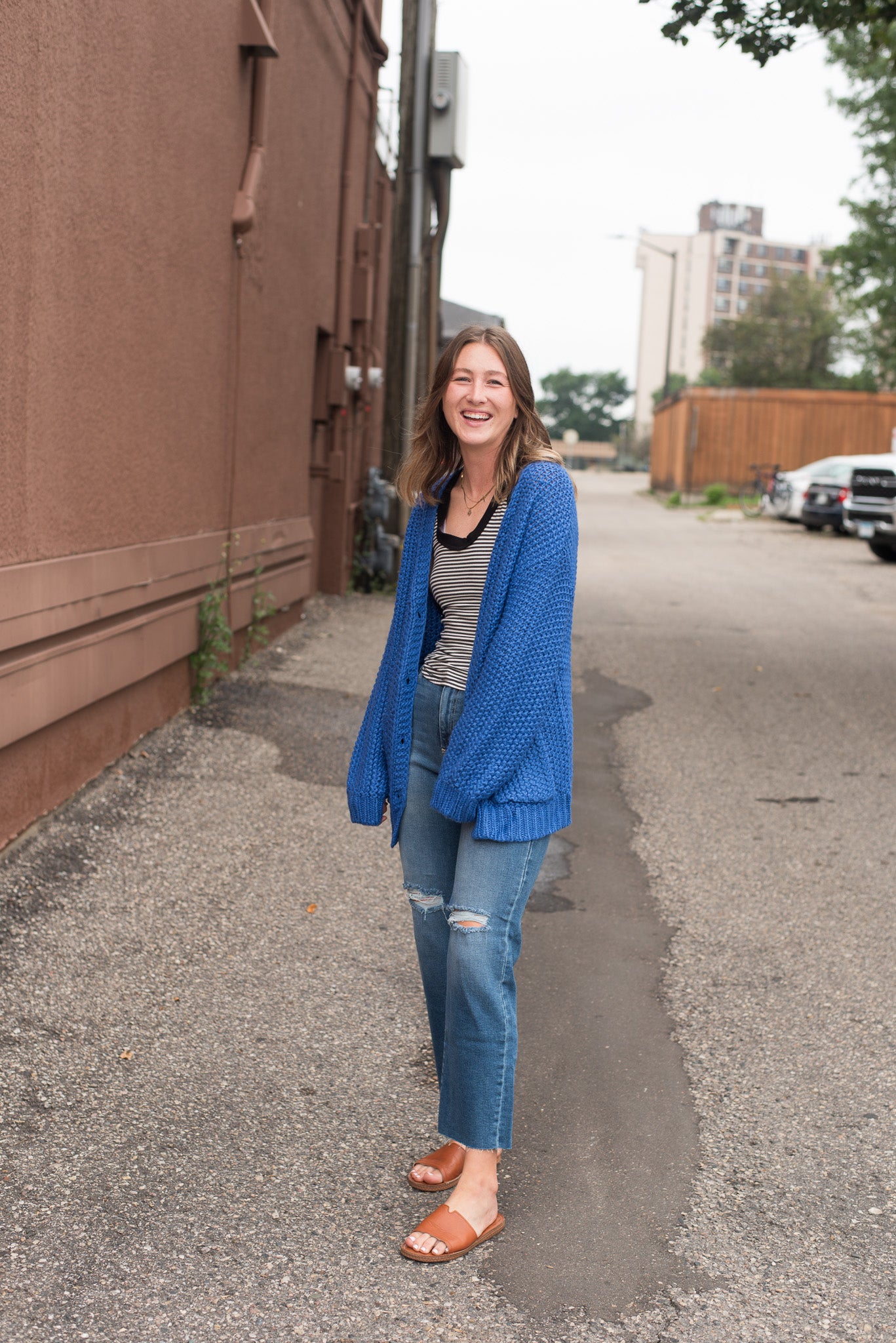 Eleanor Button Down Cardigan: Electric Blue