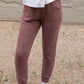 Two Tone Knit Loungewear Sweatpants- Mauve