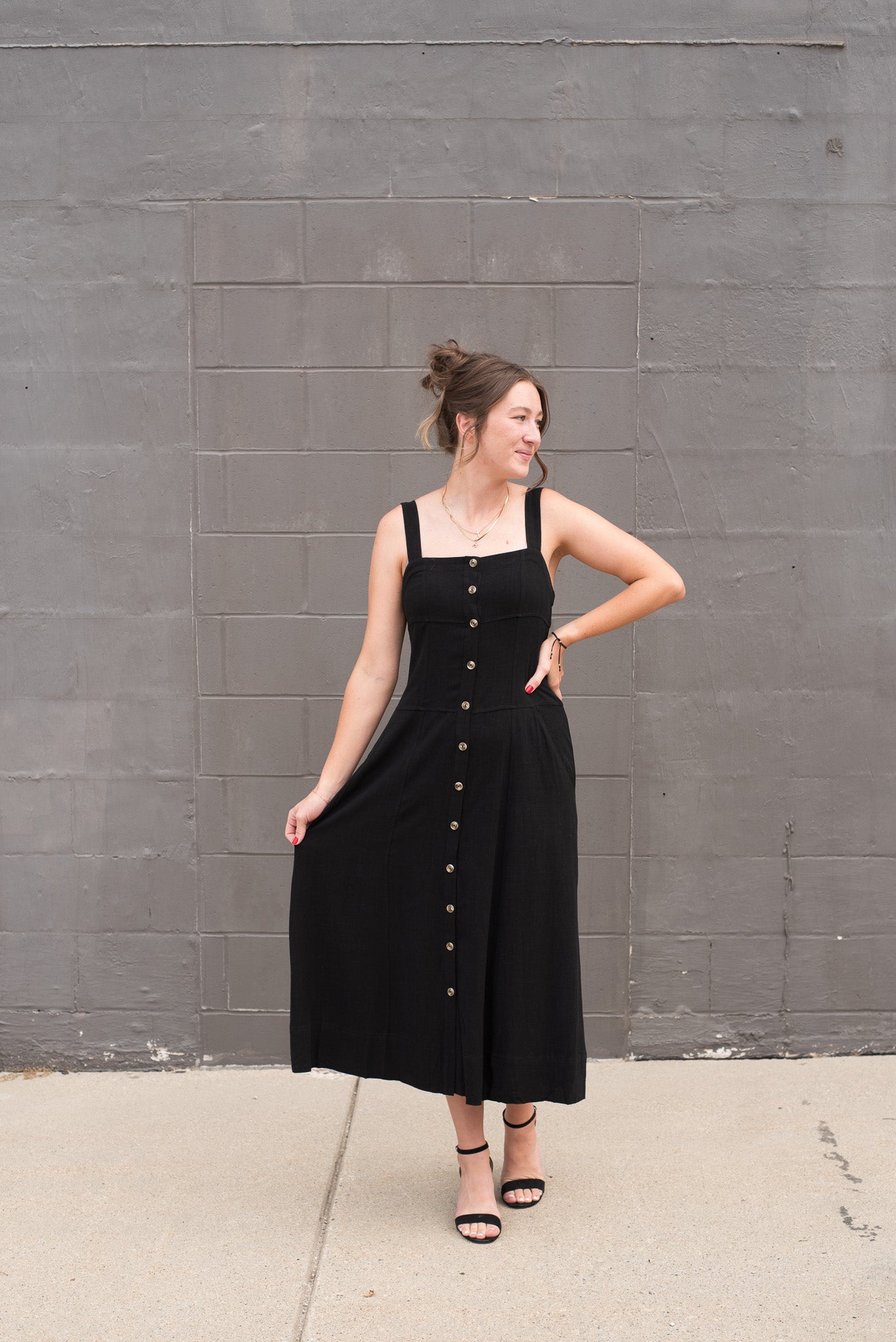 Square Neck Corset Midi Dress