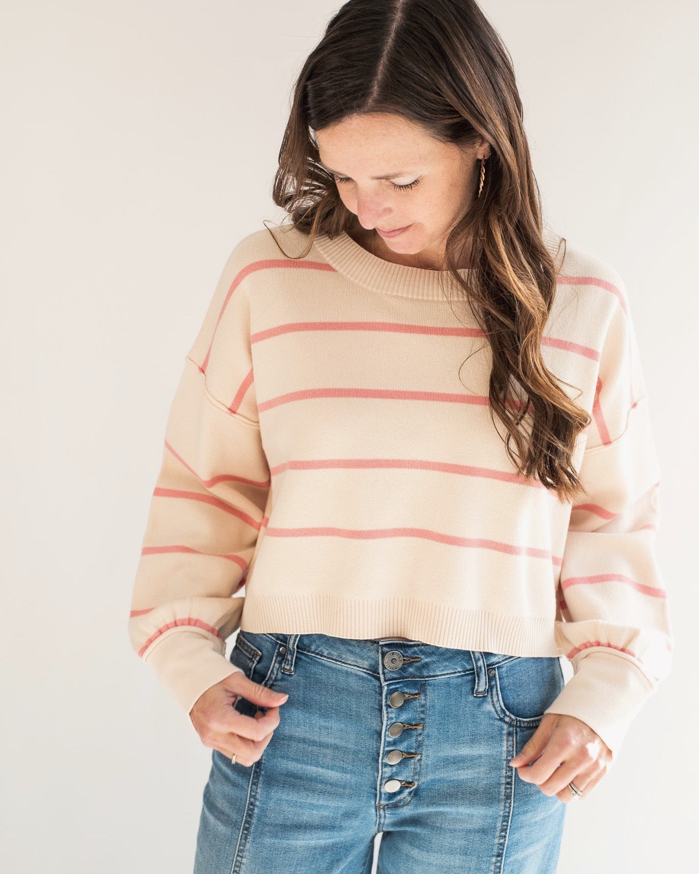 Striped Crew Neck Long Sleeve Pullover