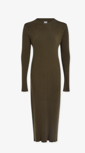 Axel Rib Knit Midi Dress - Olive Night