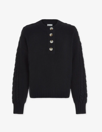 Vera Button Neck Sweater - Black