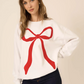 Flocked Bow Sweatshirt