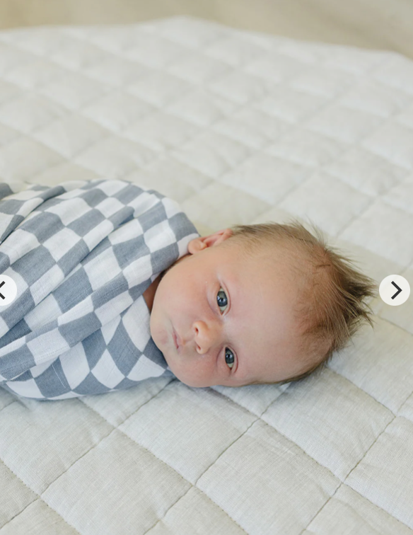 Dusty Blue Wavy Checkered Muslin Swaddle Blanket