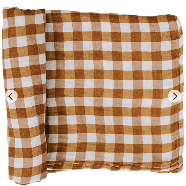 Gingham Muslin Swaddle Blanket