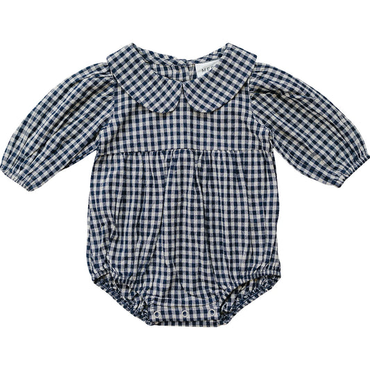 Gingham Peter Pan Collar Long Sleeve Bubble Romper Regular price