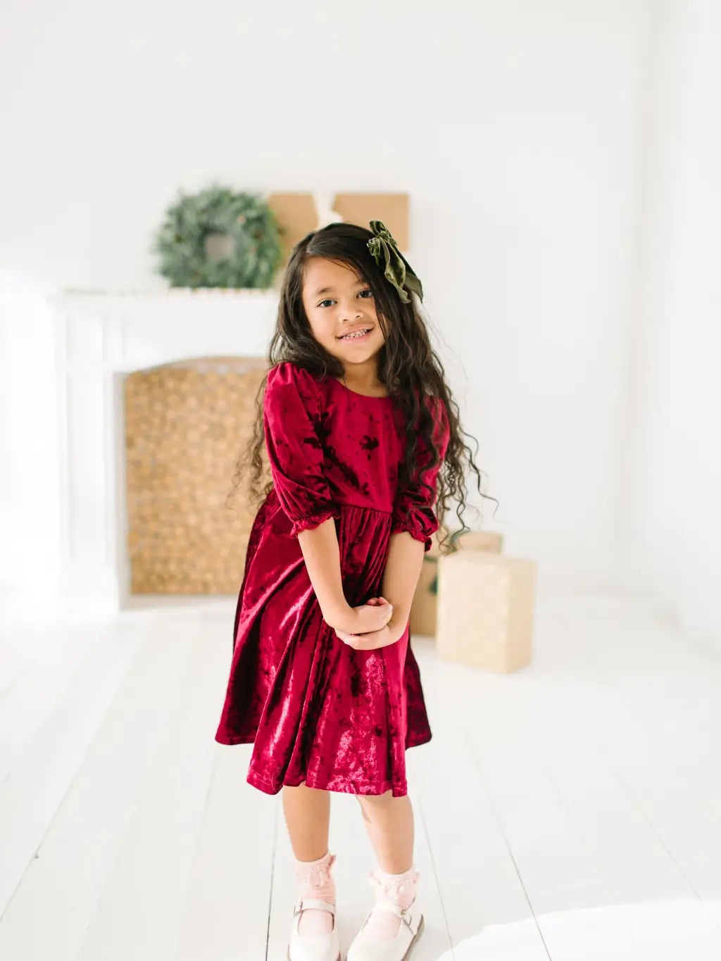 Pippa Dress in Crushed Cranberry Velvet