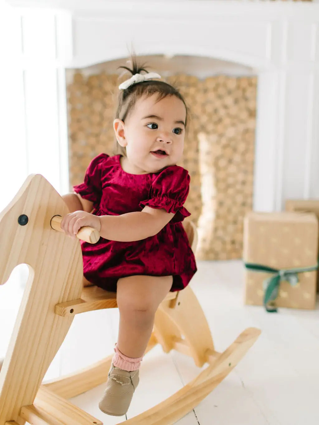 Quinn Romper in Crushed Cranberry Velvet